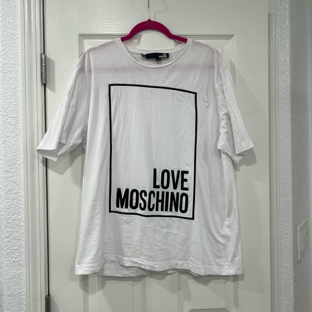 Love Moschino White Tee with Black Logo Tag